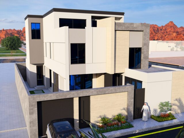 فيلا سكنية بتكسية حجرية — القصيم