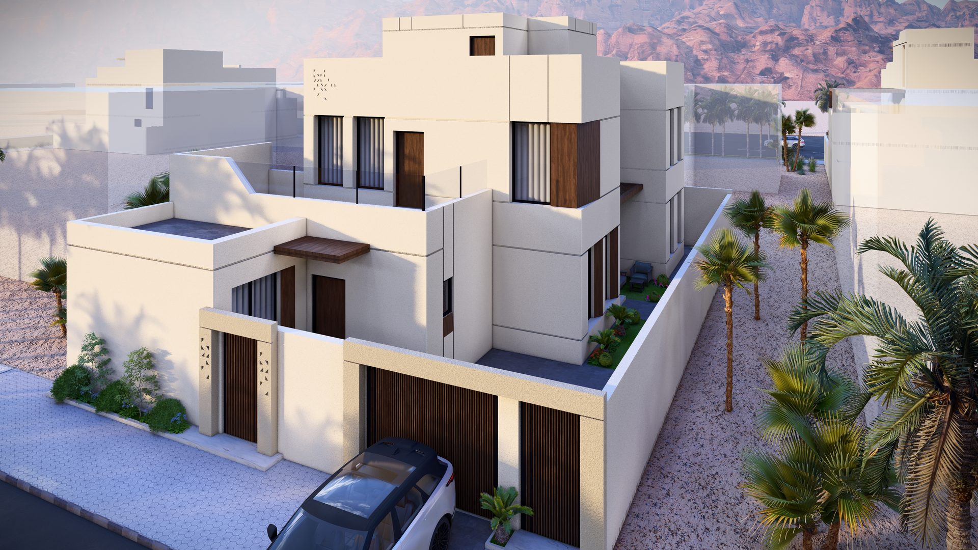 فيلا سكنية بيضاء معاصرة — حائل